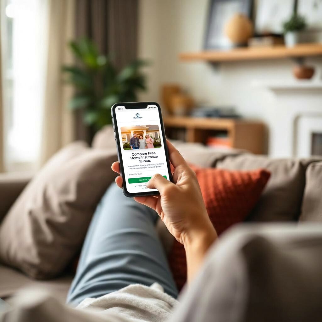 Comparing home insurance quotes on a phone